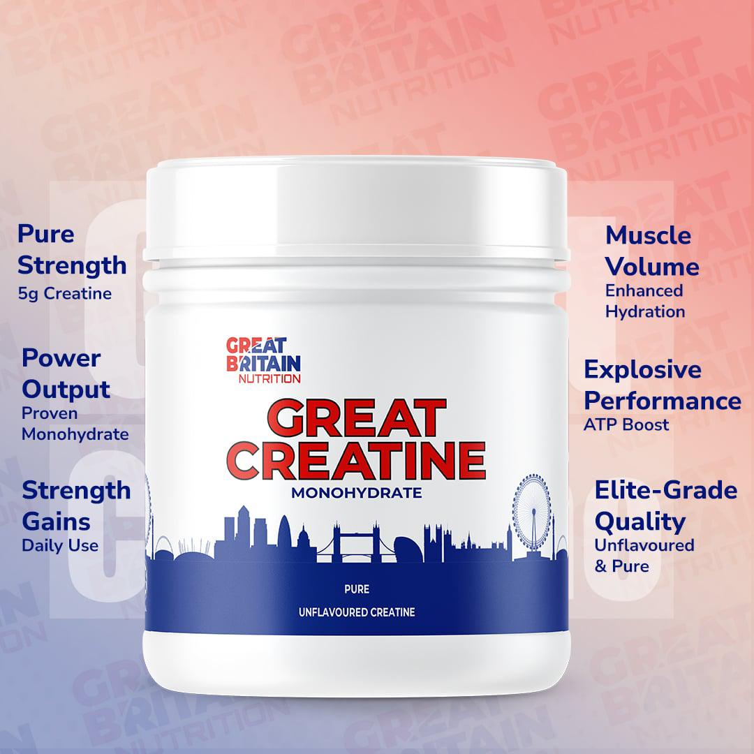 Great Creatine Monohydrate – Pure Unflavoured Creatine Powder (500g)