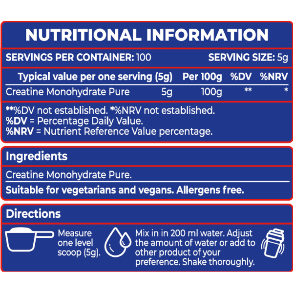 Great Creatine Monohydrate – Pure Unflavoured Creatine Powder (500g)